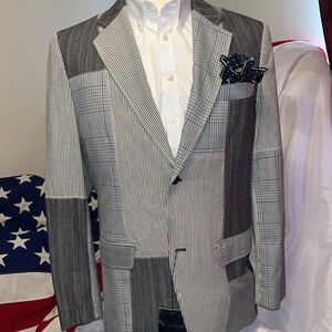 Brand New Marc Ecko Gray Patchwork Blazer